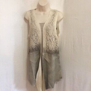 VOCAL Suede Feel Vest Lace Stone (Ivory) Western Cardigan TOP Cowgirl Shirt